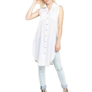 Aratta Silent Journey White Plaid Button Up Tunic